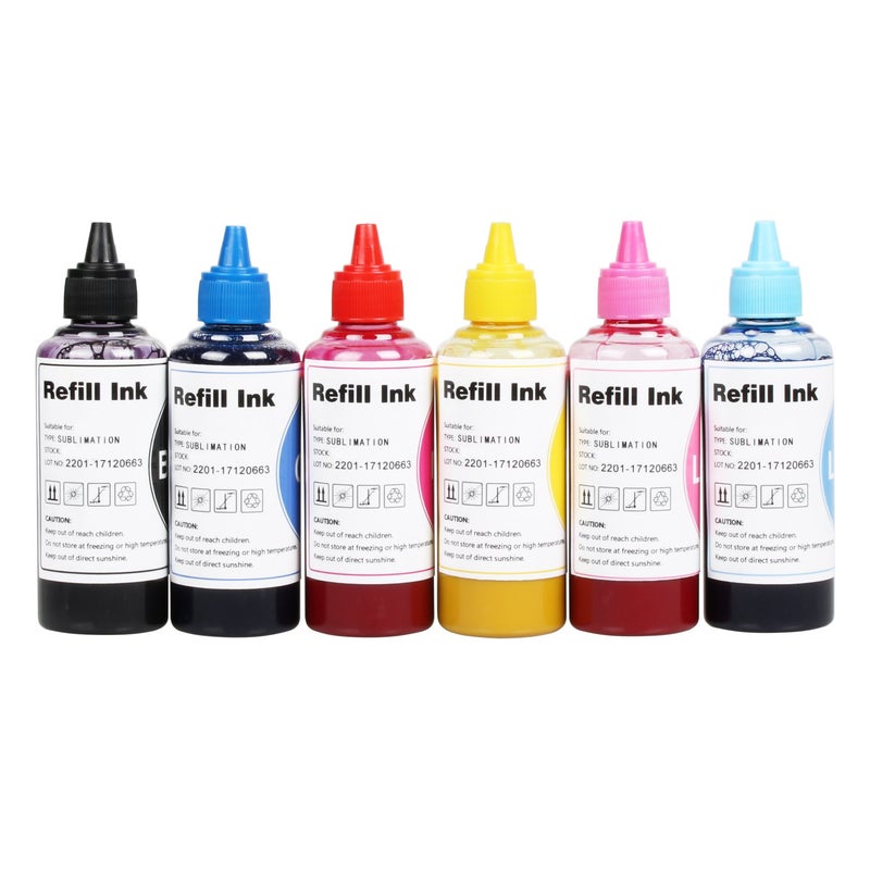 CoYlBod 6 Colors Sublimation Ink Refilled Bottles for Epson Artisan 1430 1400 835 L805 L800 837 710 810 700 725 730 Printers,Sublimation Ink 6 Colors Refill Ink kit for Refillable Cartridges CISS - Image 1